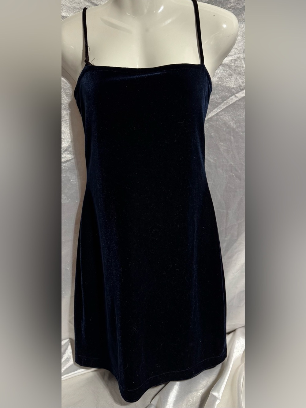 Vintage Midnight Blue/Black Reversible Velvet Mini Dress YL by Yair Sz Med